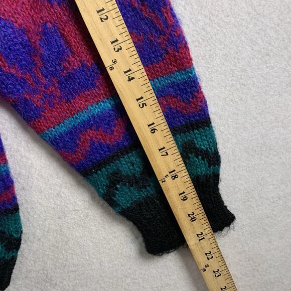 Vintage Womens Colorful Fair Isle Sweater Sz M Bold Ski Lodge Mohair Blend Retro - Picture 6 of 10
